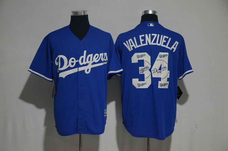 2017 MLB Los Angeles Dodgers #34 Valenzuela Blue Fashion Edition Jerseys->miami marlins->MLB Jersey